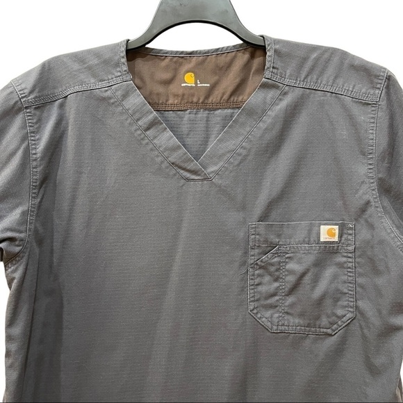 Carhartt Pewter Utility Scrub Top Textured Cotton Sz L - Picture 4 of 9